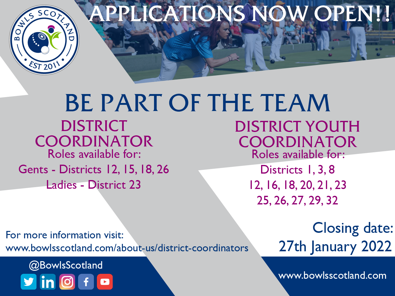 District Co-Ordinator & District Youth Co-Ordinator recruitment
